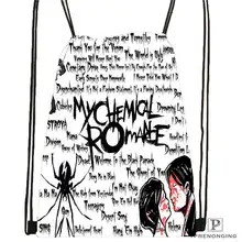 Пользовательские its_my_chemical_romance@ 02-Drawstring сумка-рюкзак милый рюкзак детский Ранец(черный назад) 31x40 см#180611-03-110