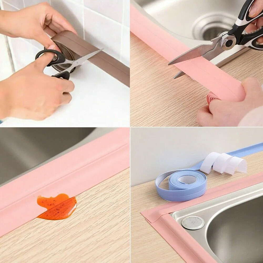 

Bath Wall Sealing Strip,Waterproof Self-Adhesive Kitchen Caulk Tape Bathroom