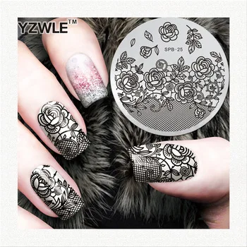 YZWLE Lace Flower Pattern Stamping Nail Art Image Plate 5.6cm Stainless Steel Template Polish Manicure Stencil Tool