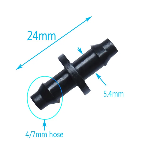 1/4″irrigation connector 1/4″straight barbs barbed double way joint drip irrigation 4/7 hose connector plastic hose barb
