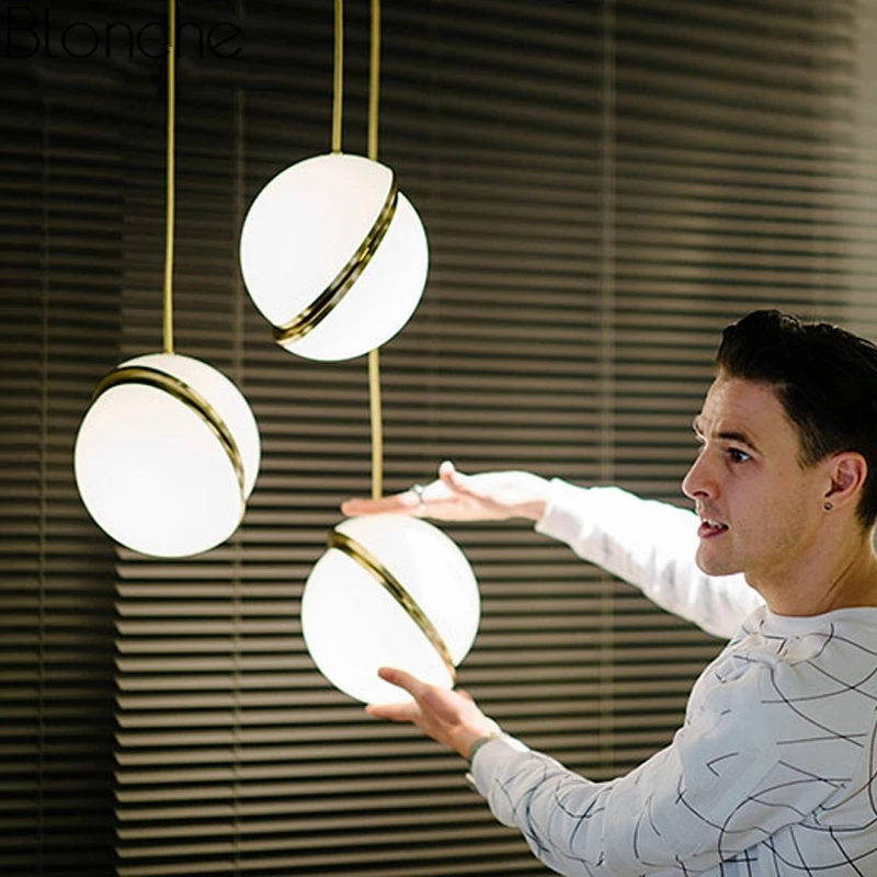 Современный скандинавский круглый шар, подвесные светильники, светодиодная подвесная Подвесная лампа для гостиной, столовой, Droplight, лофт, домашний декор