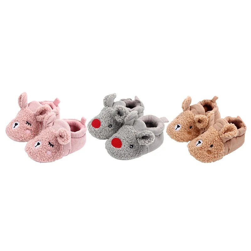  Toddler Newborn Baby Crawling Shoes Boy Girl Lamb Slippers Prewalker Trainers Fur Winter Animal Ear