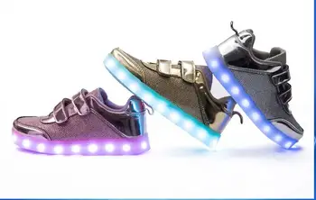 

8-color children's sports shoes fashion with bright luminous bright LED lamp children's casual flat shoes size 26-35 boys girls