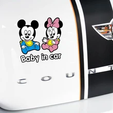 Aliauto Baby In Car Sticker and Decal Mickey Minnie Warning Accessories for BMW Mercedes Opel Renault Peugeot 206 307 Mazda 3 6