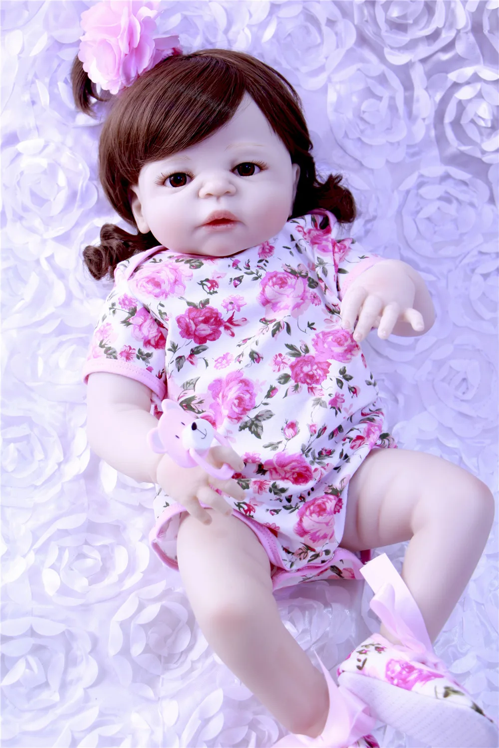 Реалистичные полностью силиконовые Кукла reborn baby кукла для девочки 23 &quot завитые