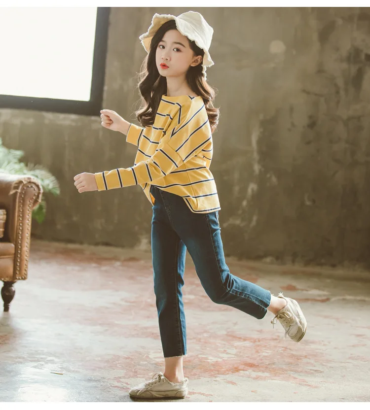 New 2019 Spring Baby Big Girls Striped Loose Tees Tops Clothes Children Cotton Casual Long Sleeve T-shirts For Kids Clothing (15)