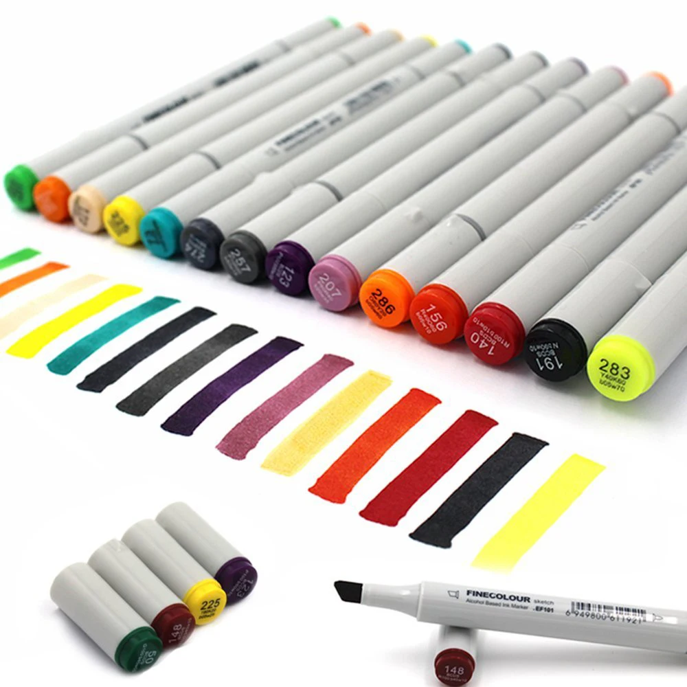 Finecolour EF101 Граффити Маркер рисунок ручки finecolor 160/72/60/48/32 компл. двойной алкоголь эскиз маркеры картина подкладке Manga