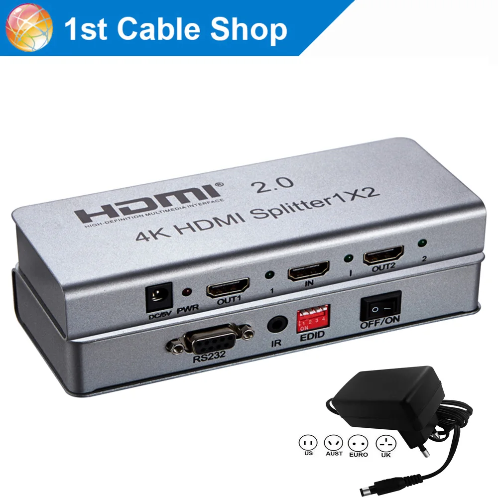 4K 60HZ HDMI 2.0 Splitter extender amplifier HDMI 1 in 2 out with RS232
