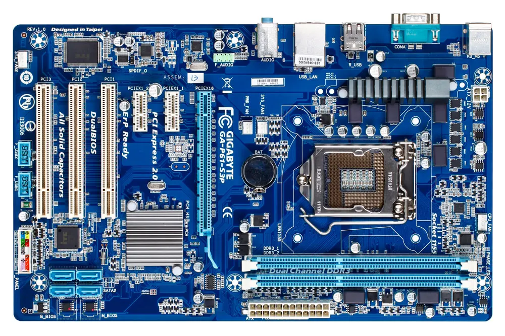 

Gigabyte GA-P61-S3P Desktop Motherboard P61-S3P H61 Socket LGA 1155 For Core i7 DDR3 16G ATX Original Used Mainboard
