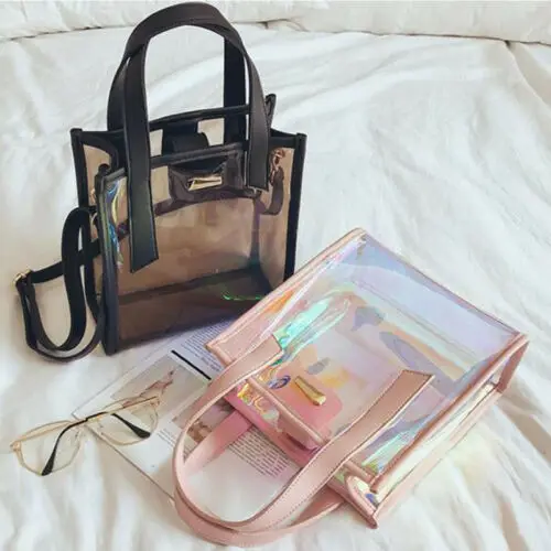 Модная женская прозрачная сумка для покупок сумка через плечо желе конфеты летняя пляжная сумочка