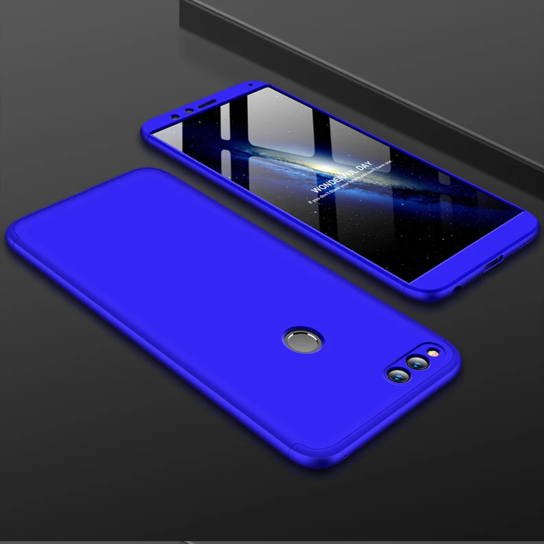 Blue Чехол 3 в 1 для huawei 7x360 Полное покрытие матовый чехол для телефона Fuda Capa на Honor 7X360 Защитный чехол для Honor7x чехол для телефона - Цвет: Blue