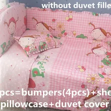 Промо-акция! 6 шт. детская кроватка, комплект для спальни с наполнителем, детская кроватка(бампер+ простыня+ наволочка