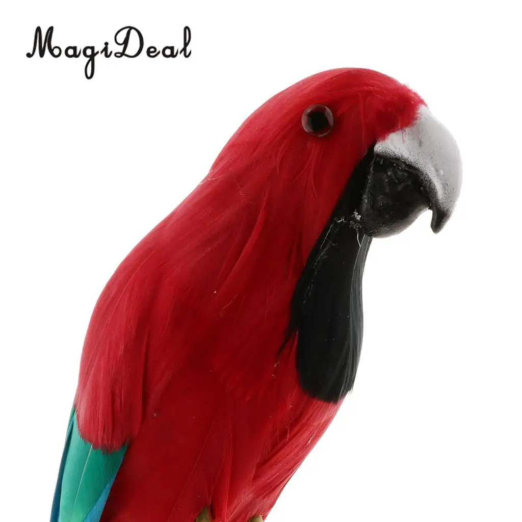 12'' / 30cm Decorative Feather Parrot Model Artificial Bird Statue Macaw Figurine Fancy Dress Props Garden Lwan Tree Decor