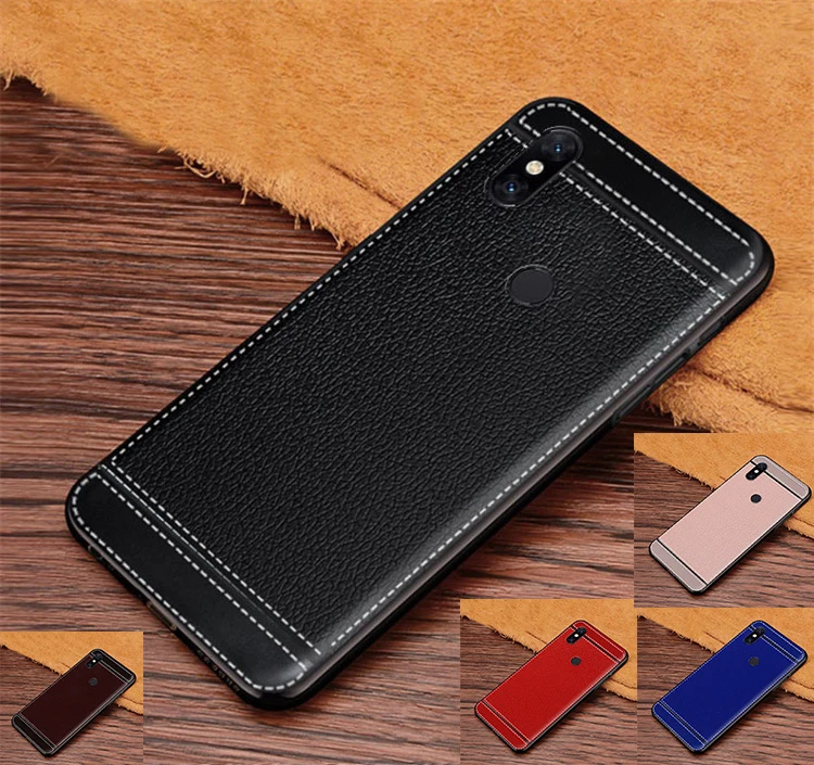 Силиконовый чехол Litchi Cortex для Xiaomi Mi Mix 3 чехлы Hoesje Lychee кожаный матовый мягкий из