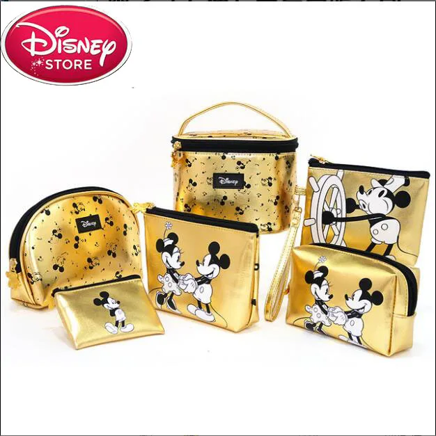 

Disney Mummy Bag Mickey Multi-Function Storage Gold PU Leather Women Bag Wallet Purse Bag