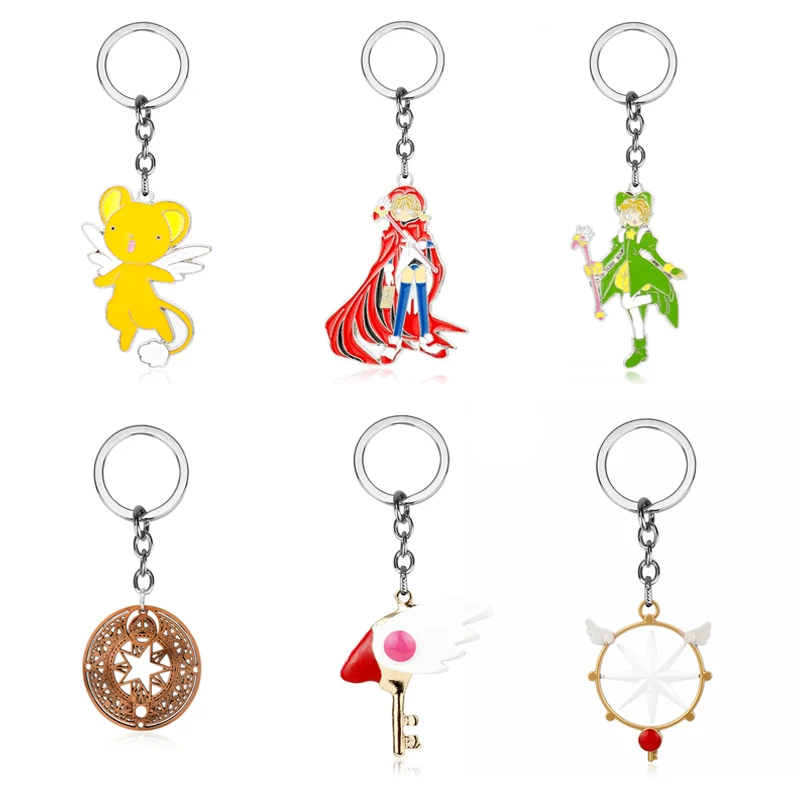 

Cartoon keychain Anime Card Captor Sakura Figure Keyring Metal Pendant Key chains Jewelry backpack car keyholder llaveros