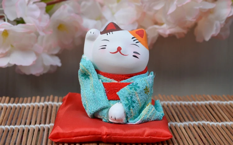 3 шт. фигурки счастливого кота японское кимоно Maneki Neko гипсовые украшения животные котенок миниатюры украшение дома бизнес подарок