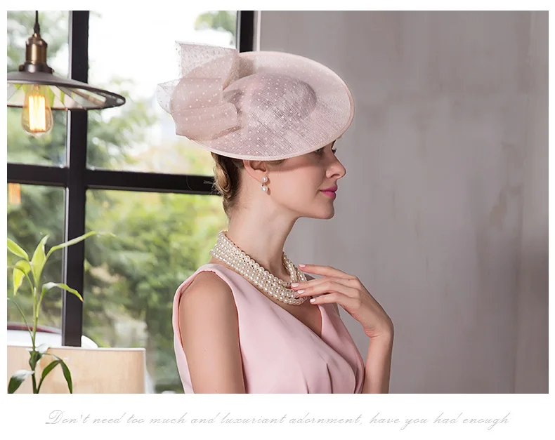 Модная Летняя женская розовая льняная шляпа-таблетка, Элегантное свадебное платье, шляпы, вечерние банкетные кепки, B-8153