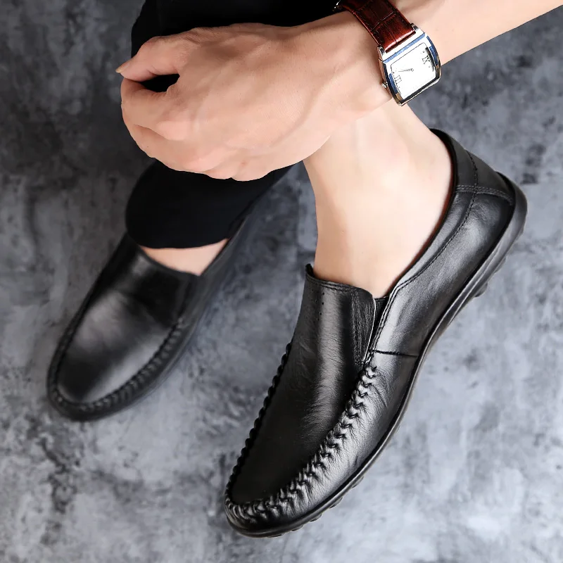 

Men Casual genuine Leather Brand Shoes Men Flats Slip on Footwear Business Shoes Casual Loafers working business shoes k3
