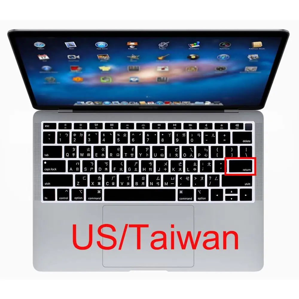 Redlai силиконовый водонепроницаемый чехол для клавиатуры для Macbook Air 13 A1932 Touch ID США введите Испанский Французский Тайский тайваньский алфавит - Цвет: Taiwan