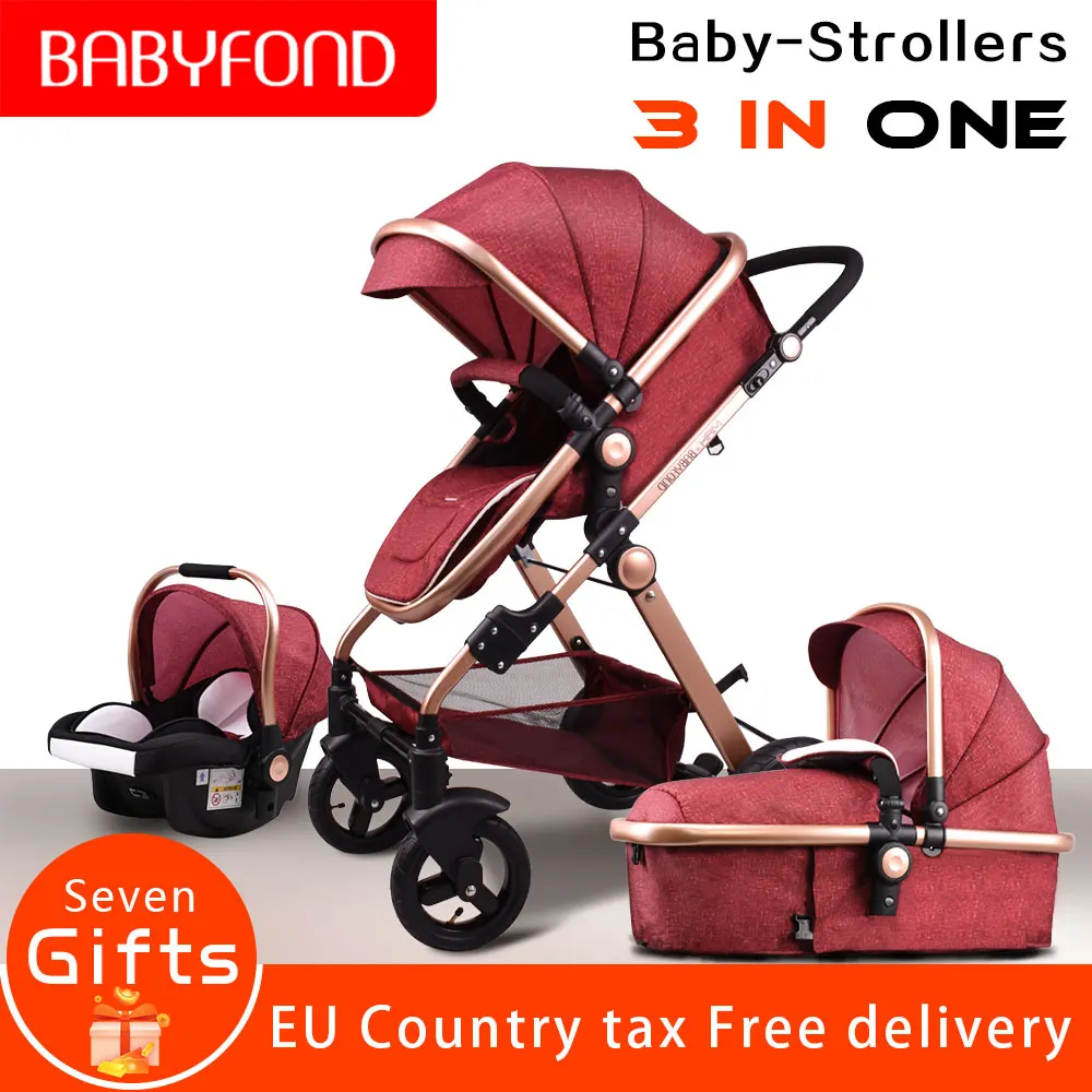 

High Landscape Baby Stroller 3 in 1 Multi functional Lightweight folding stroller EU stroller baby gold baby stroller