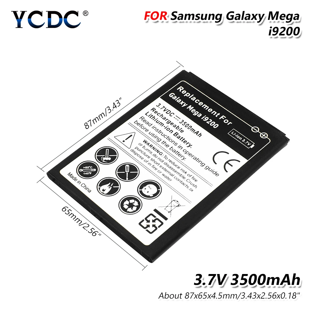 

3.7V 3500mAh Li-ion Battery Replacement For Samsung Galaxy Mega 6.3 i9200 GT-I9200 I9205 I527 M819 R960 i9208 lithium Battery