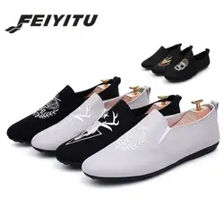 Feiyitu 2018 3 вида стилей Для мужчин свет без застежки обувь на плоской подошве человек Повседневное лодка горох обуви Мужская обувь мужской