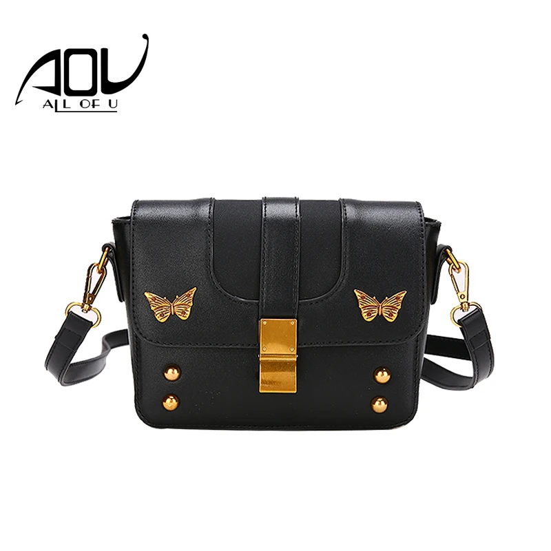 

New Designers Women Leather Messenger Bag Female Butterfly Handbag Small Crossbody Bags Women Fashion Shoulder Bags Girls 2018