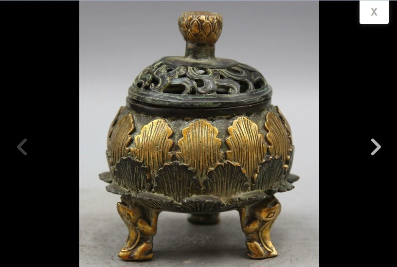 

wan671058+++6 Marked Chinese palace Bronze 3 Foot frog lotus Incense Burner Censer