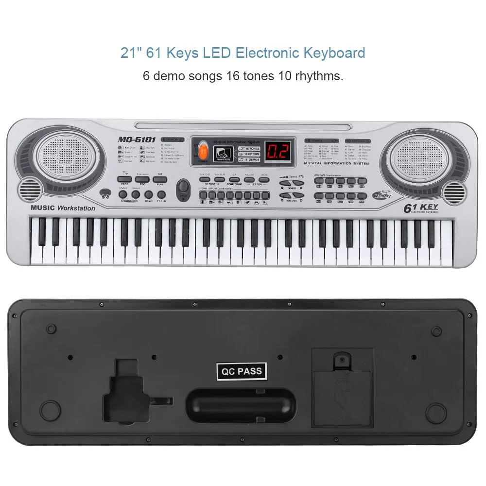 Лидер продаж-61-клавишная клавиатура фортепиано светодиодный инструмент клавиатуры 21-дюймового музыкального образования вкладыш двухрядного электронного фортепиано для детей начинающих