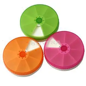 

2017 Plastic 7 Slots Round Daily Weekly 7 Days Tablet Pill Medicine Holder Organizer Pill Craft Beads Jewelry Storage Box Case