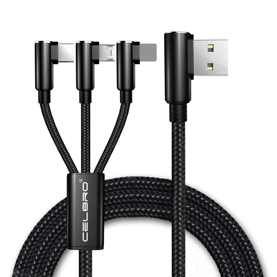 

3IN1 90 Degree Multi Micro USB Charger Cable for Meizu Sony Multiple USB Type C Cables MicroUSB Tipo C Phone Charging Cabel Cord