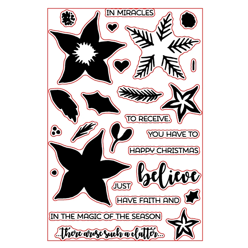 

Layered Poinsettia Flower Clear Silicone Stamp for Scrapbooking DIY Photo Album Decorative Card Making Stamps 4x6 inch New 2019