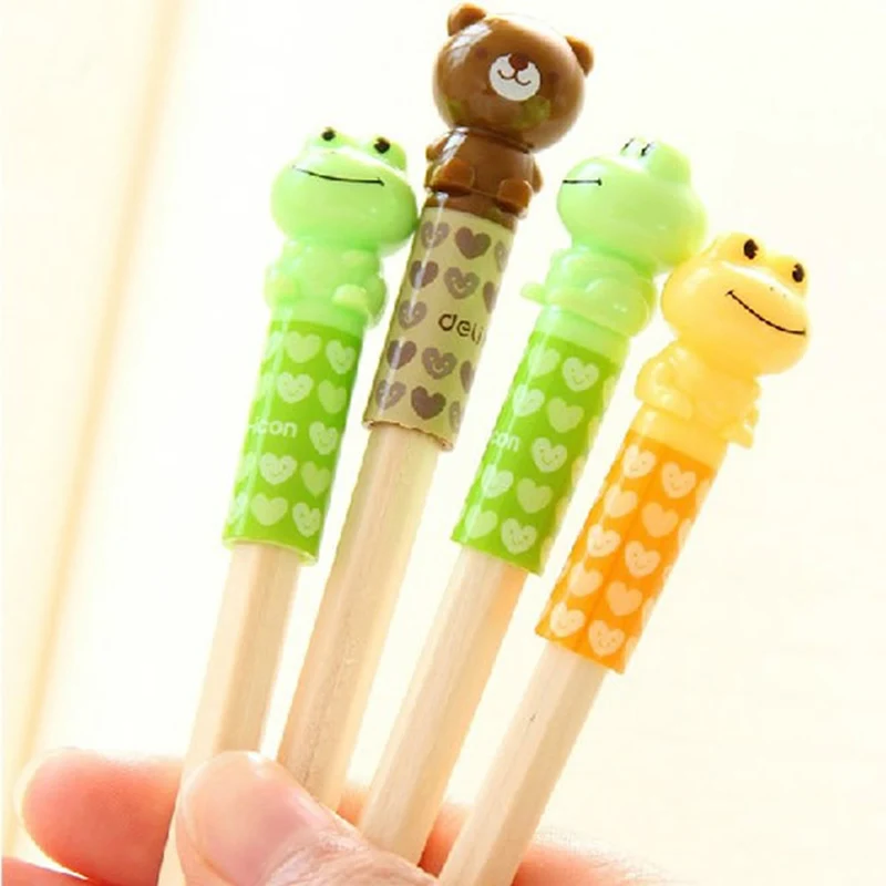 

4 pcs/lot Creative Cartoon Frog Bear Pencil Cap School Supplies Stationery For Diameter 0.7cm-0.78cm Pencil Protection Cap