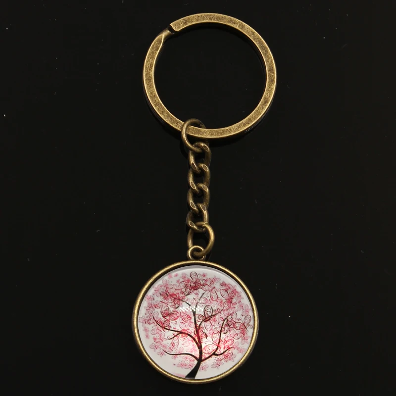 Модный подарок на день рождения милый мир мира дерево кабошон знаки Брелоки для ключей Подвеска из колец для женщин и мужчин - Цвет: bronze type1