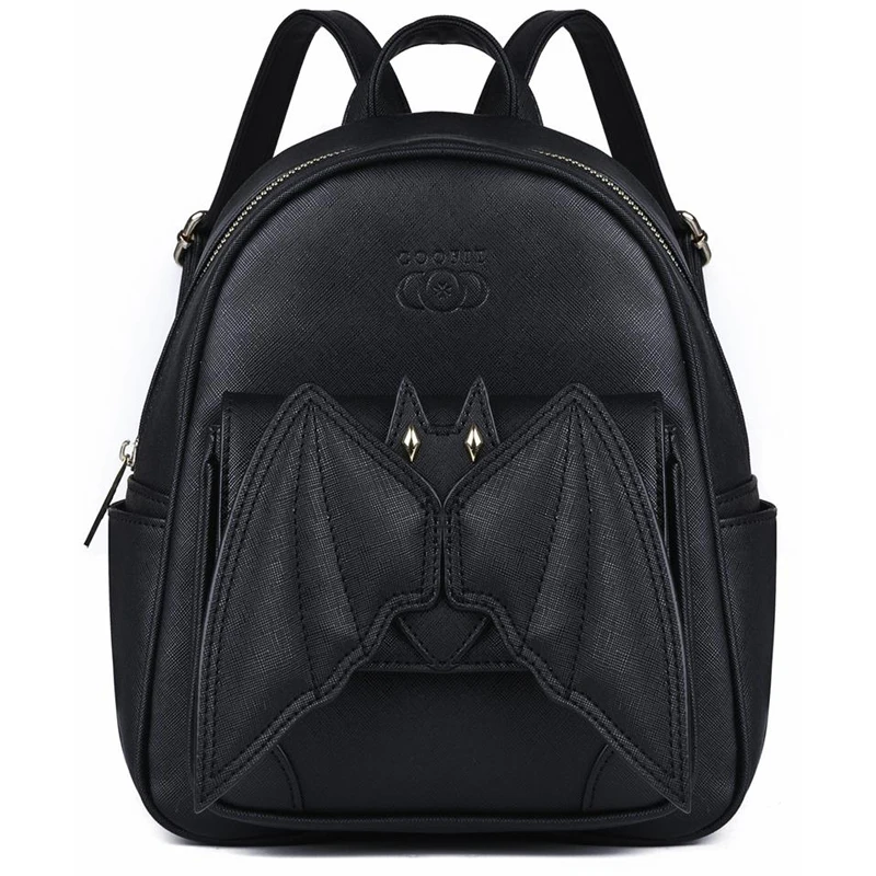 

Gothic 3D Bat Mini Backpack For Girls Ladies Stylish Black Bat Wing Backpack PU Leather Daypack Small Backpack Purse For Women