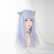 Харадзюку 60 см длинные смешанные цвета Омбре волнистые Аниме ежедневные волосы Косплей Синтетический Полный парик+ парик cap H762351