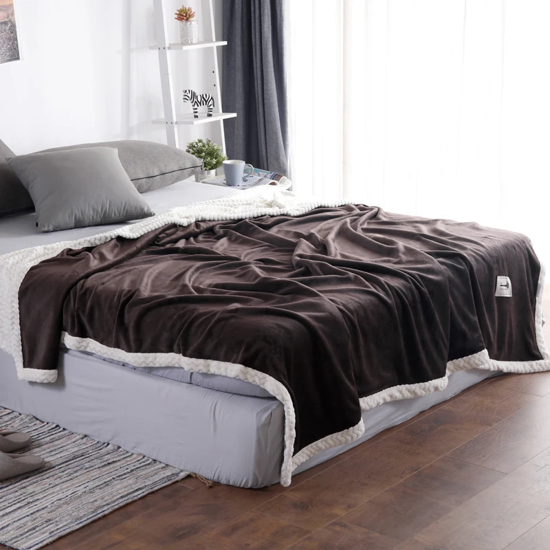 

Dark Brown Solid Color Sherpa Blanket For Kids Adults Cartoon Colorful Plush Throw Blanket Sofa Thin Quilt 180x200cm Size