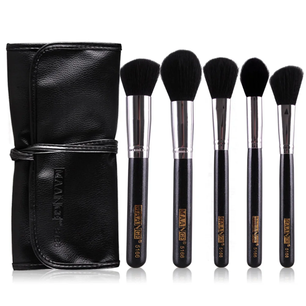 

MAANGE 5pcs Makeup Brushes Professional Make Up Brush Kit Eyes Face Foundation Brushes + PU Leather Brush Bag