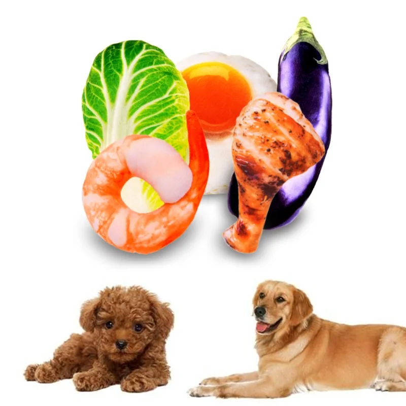 

1Pc Cute 3D Simulation Pet Plush Food Toy Squeak Toy Dog Cat Shrimp Pet Plush Toy Dog Grinding Pillow Toys Simulation Plush Food