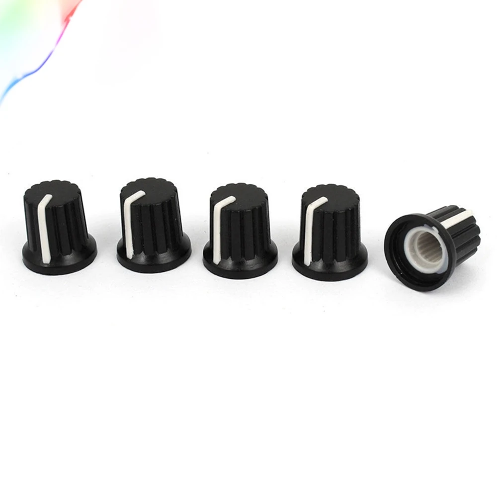 

5Pcs 6mm Knurled Shaft White Top Stereo Radio Potentiometer Volume Knob Cap