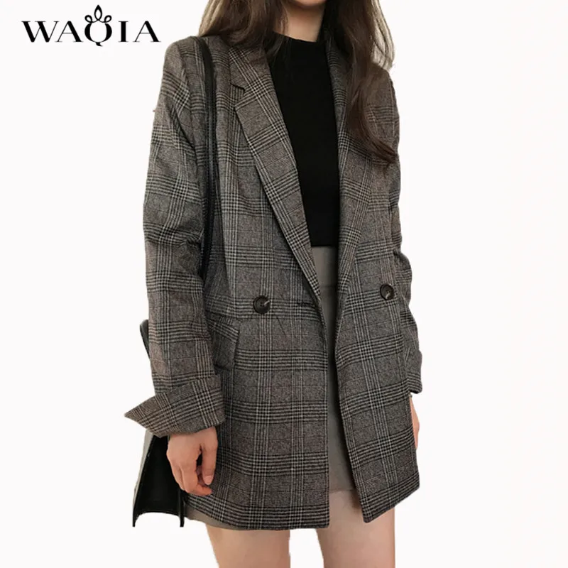 2018 New Autumn Fashion Plaid Blazer Casual Suit Women