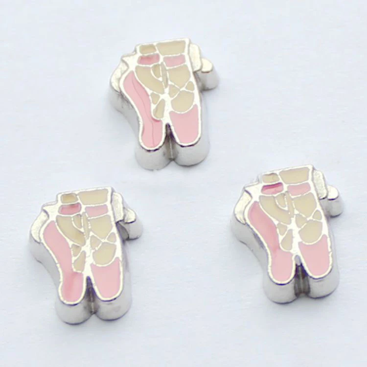 

20pcs/lot dance shoes floating living memory locket charms