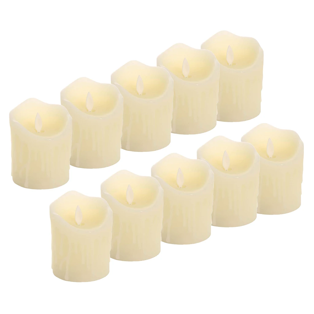 10pcs Flickering Flames Candles Realistic LED Candle Dancing Flame Light Indoor and Outdoor Battery Operated Wedding Party Decor