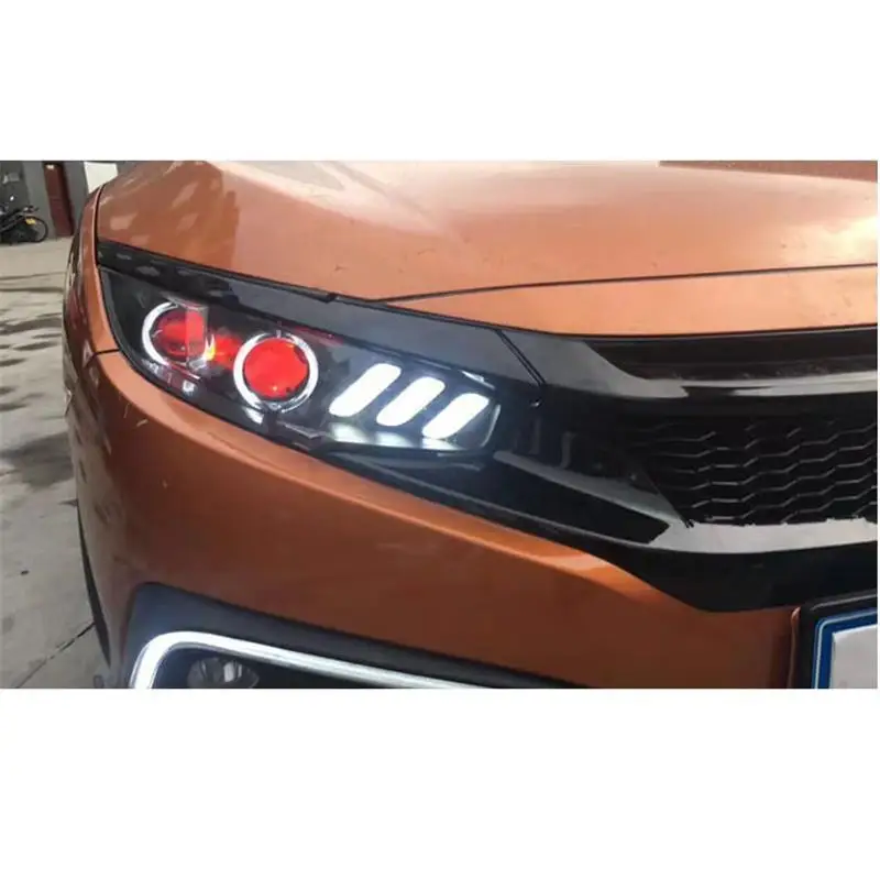 Авто наружные дневные ходовые автомобили в сборе Cob лампа Стайлинг Led Drl автомобиля освещение фары Задние фары для Honda Civic