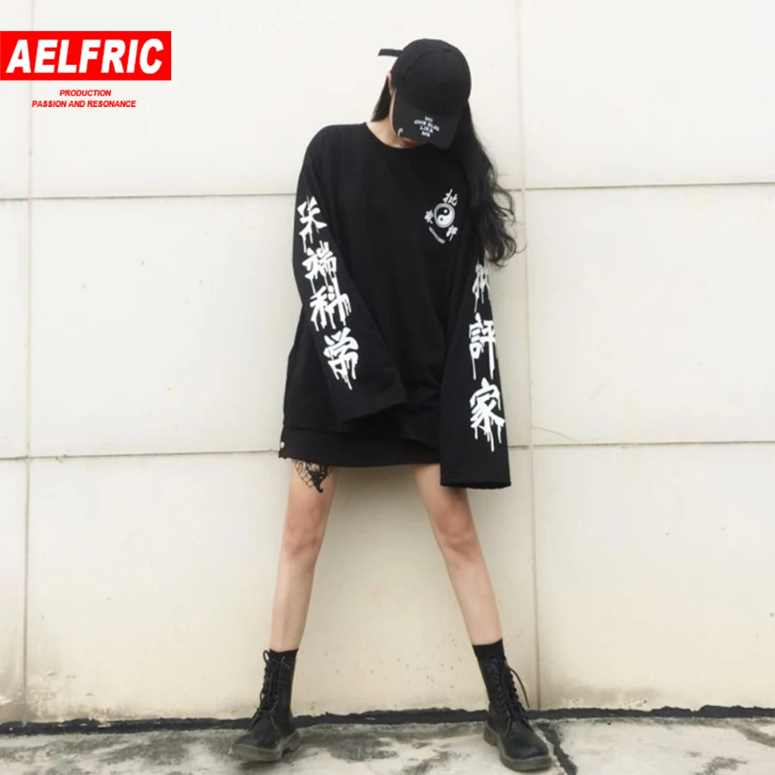 Aelfric Harajuku Punk Gothic T Shirt Women Streetwear Men Korean Clothes Femme Tshirt Couple Long Sleeve Tee Shirt Tops AE034