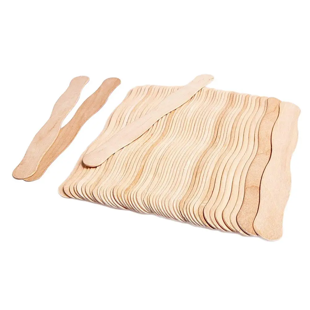 50pcs Ice Cream Scoops Mini Popsicle Spoons Wooden Sticks Spatula