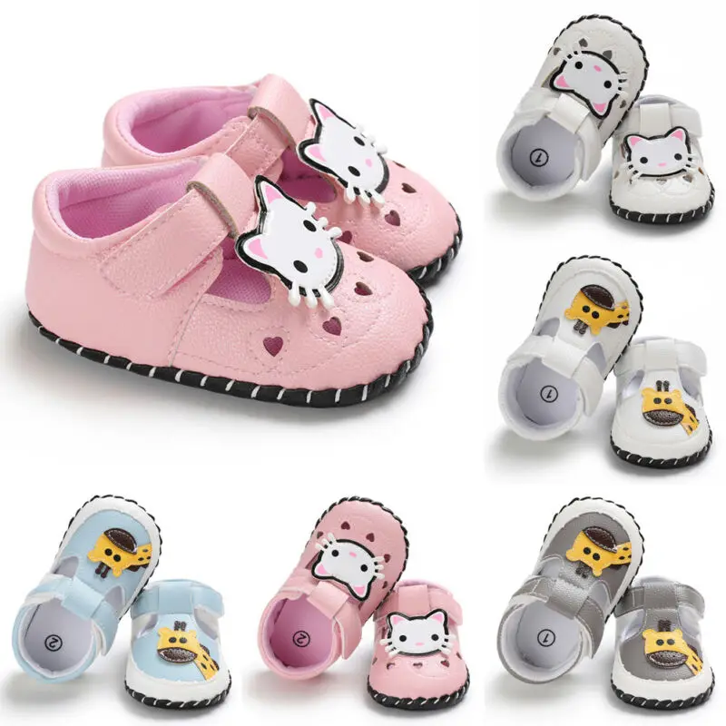  1Pair Cute Newborn Baby Girl Boy Soft Sole Leather Crib Shoes Animal Print Antislip Sneaker Prewalk