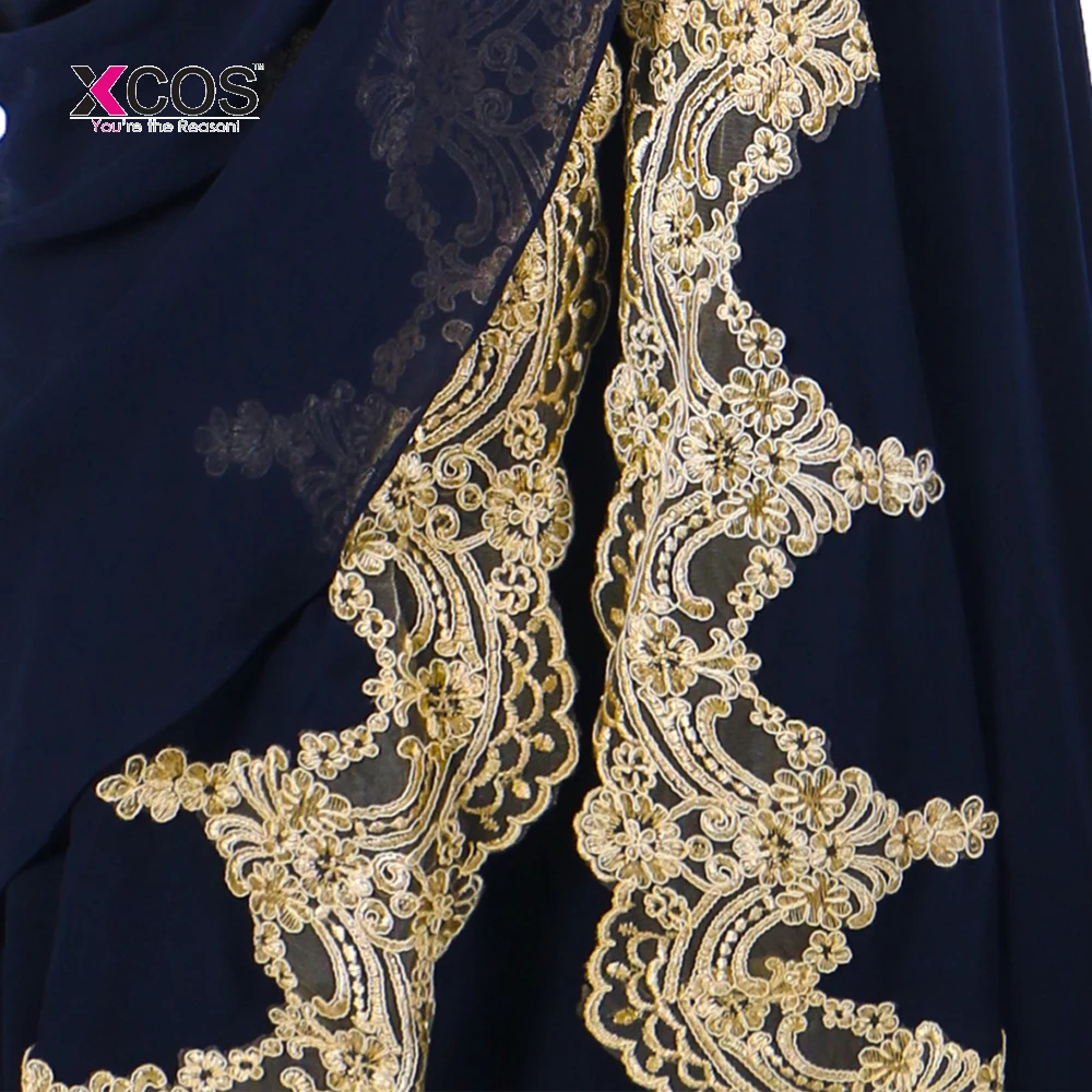 Элегантное темно-синее abaya в мусульманском стиле с длинным рукавом вечернее платье Дубай марокканский Исламский длинный рукав в арабском стиле вечернее платье для выпускного вечера
