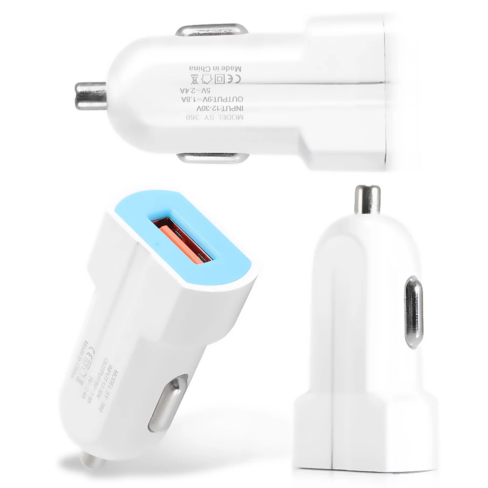 SCO Single USB Автомобильное зарядное устройство быстрый адаптер для мобильного телефона Белый QC3.0